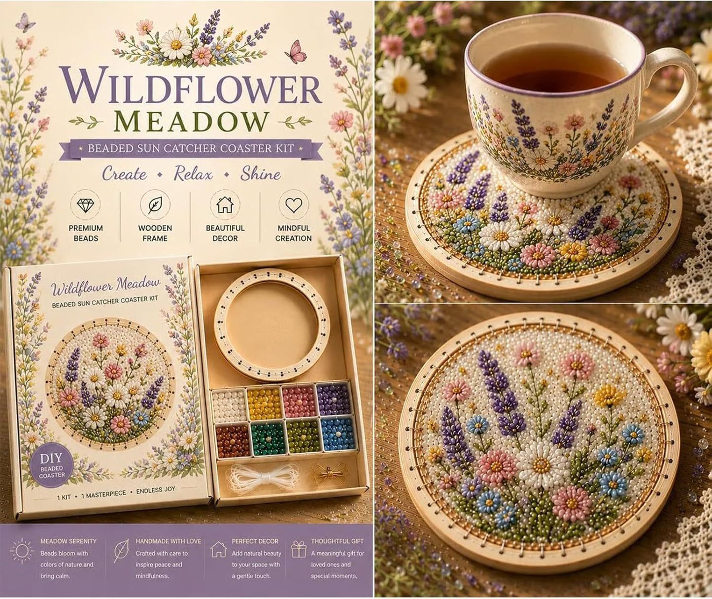 ✨Handcrafted Beaded Coaster Kit Collection - Create Beautiful Coasters Inspired by Nature