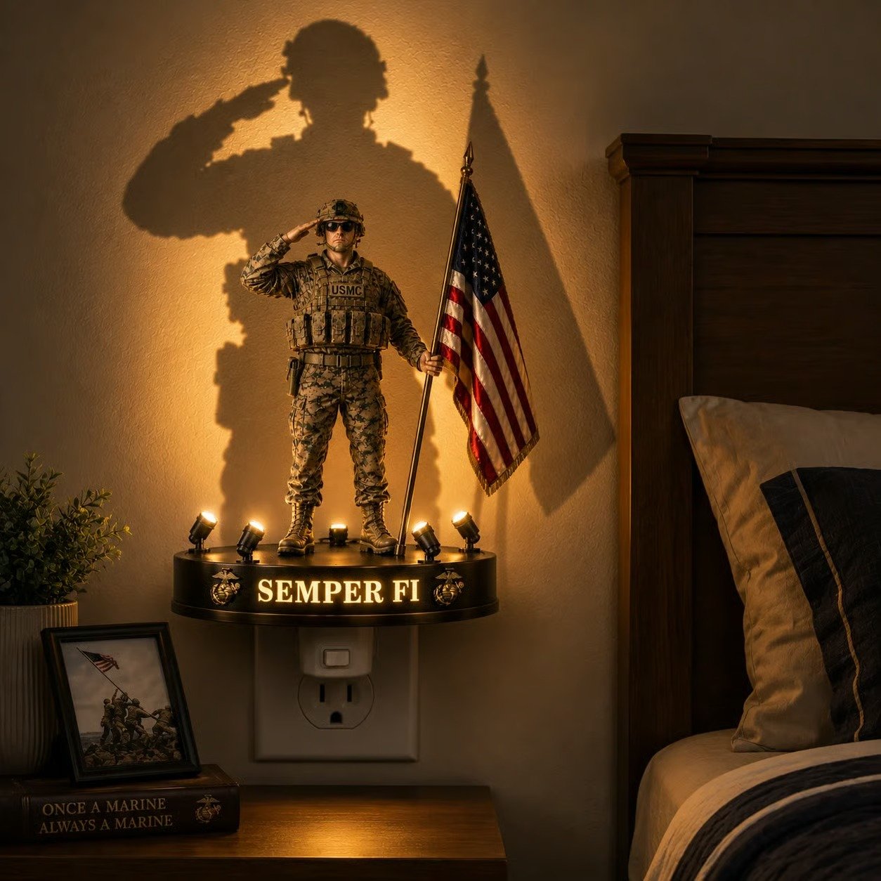 🔥LAST DAY 49% OFF- 🎇U.S. Marine Corps Semper Fi Shadow Night Light